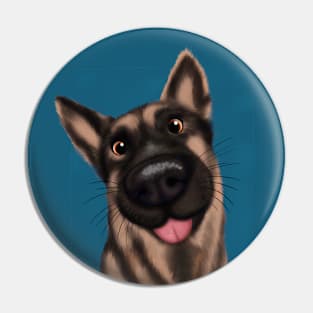 Cute German Shepherd dog illustration Pin