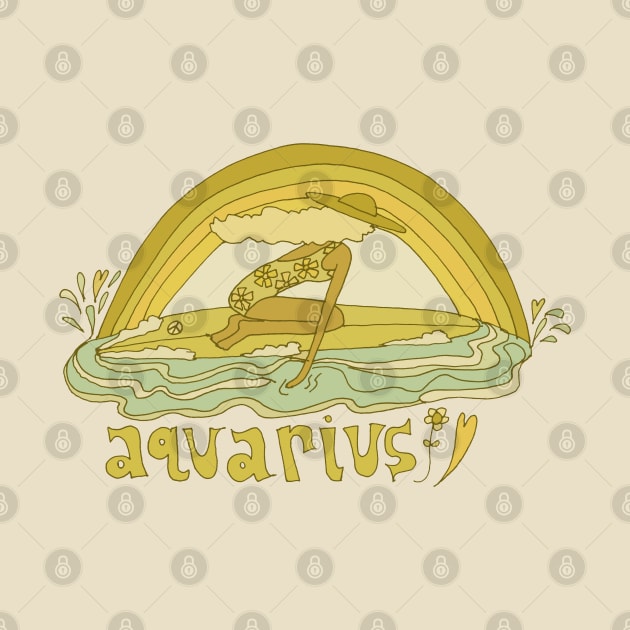 aquarius surfy zodiac // retro surf art by surfy birdy by surfybirdy