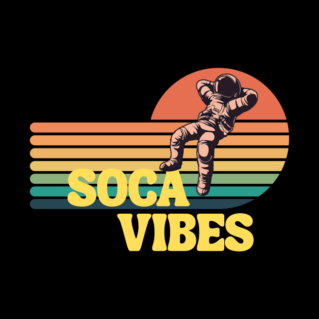 Soca Vibes Astronaut on Black Background by FTF DESIGNS