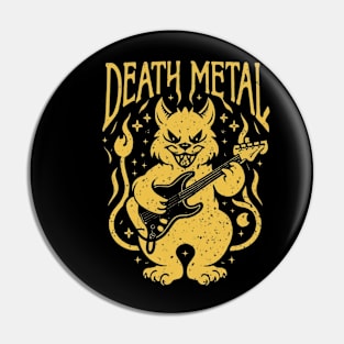 Death Metal Satanic Baphomet Cat playing guitar Pin