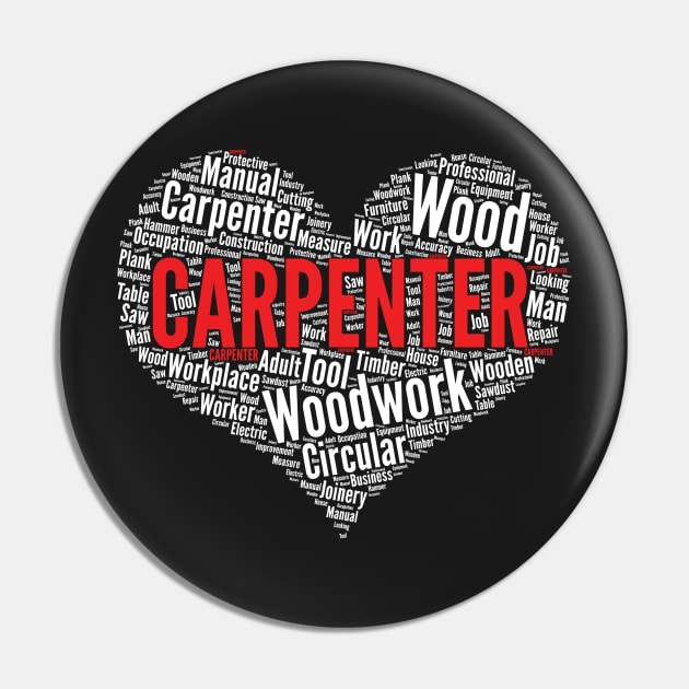 Carpenter Woodworking Heart Shape Word Cloud Sawdust product Pin by theodoros20