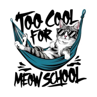 A vibrant vector illustration of a chic cat lounging comfortably in a hammock, wearing stylish sunglasses. (3) T-Shirt