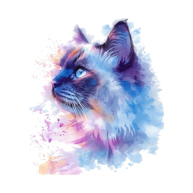 Ragdoll Cat Water Color Pop Art Design for Cat Lover by karishmamakeia