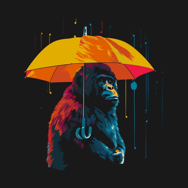 Gorilla Rainy Day With Umbrella by JH Mart