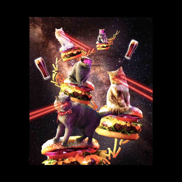 Galaxy Laser Cat On Burger - Space Cheeseburger Cats with Lazer by Random Galaxy