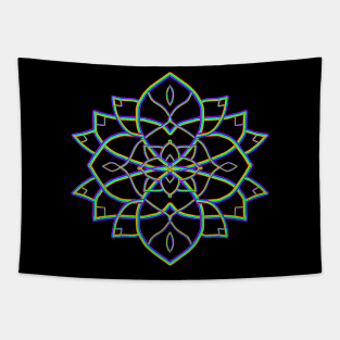 Rainbowdelic Mandala Flower Tapestry