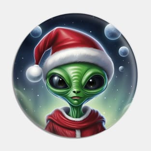 Cute Alien Santa Claus Pin