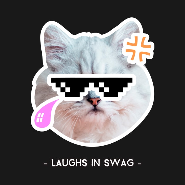 Cat laughs in swag by Purrfect Shop