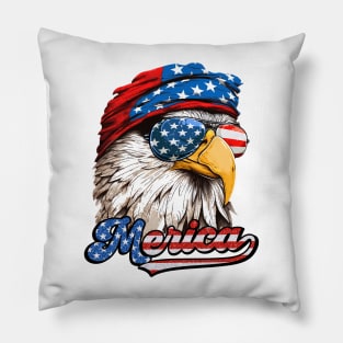 Merica Patriotic USA Eagle 4th of July Retro Vintage Pillow