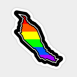 Denman Island Silhouette - Pride Flag - Bright Rainbow Colours - Denman Island Magnet