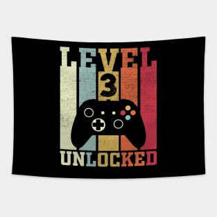 Level 3 Unlocked Funny Video Gamer 3rd Birthday Gift Tapestry