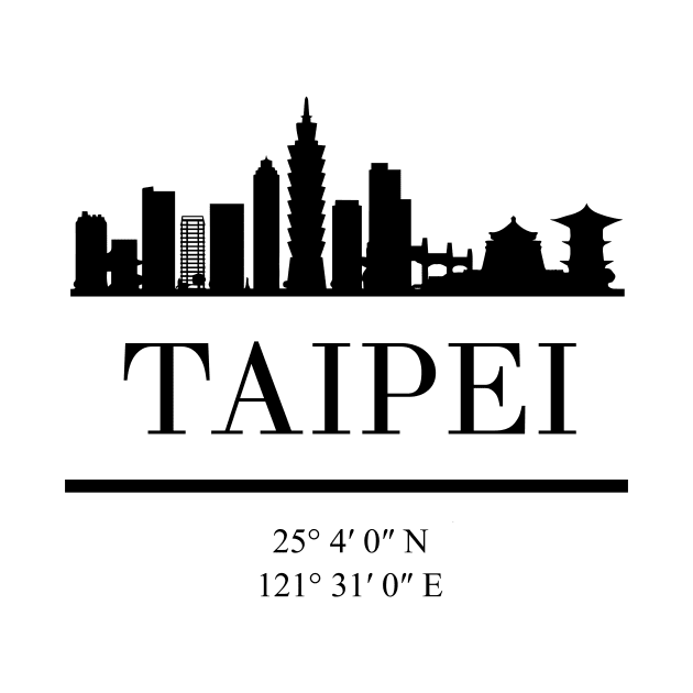 TAIPEI TAIWAN BLACK SILHOUETTE SKYLINE ART by deificusArt