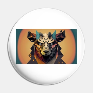 Digital Art Lion Head With Horns Pin