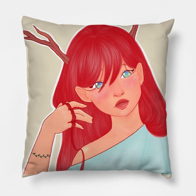 Not a monster - Red Pillow by Ohhaphrodite