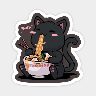 Ramen Cat Kawaii Neko Ramen Bowl Anime Black Cat Magnet