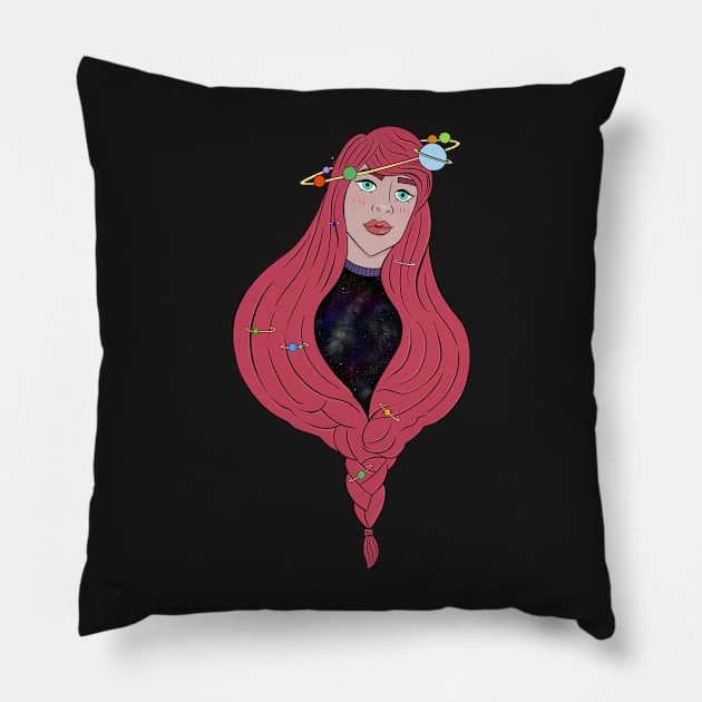 Galaxy Girl Pillow by Creighcreigh