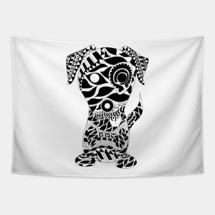 white aztec dog in mandala pattern ecopop Tapestry