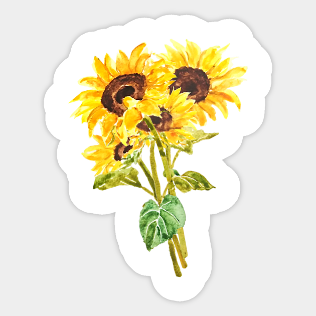 Download Yellow Sunflower Bouquet Flowers Bouquet Watercolor 2020 Sunflower Lover Gift Sticker Teepublic