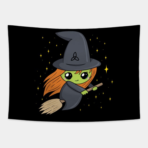 Cute Kawaii Witch Tapestry by valentinahramov