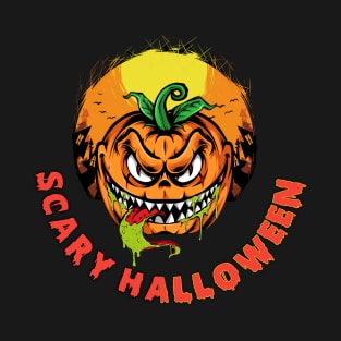 Scary Halloween pumpkin face, scary Halloween, scary pumpkin, T-Shirt