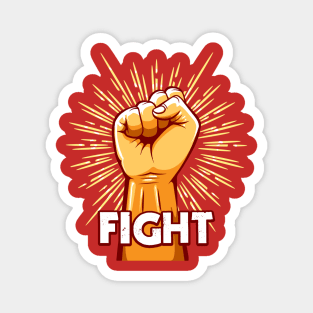 Emblem of Raised Fist and wording Fight. Magnet
