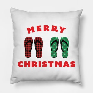 Merry Christmas Summer In Thongs aka Flip Flops Pillow