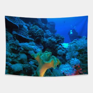 Coral Reef and Scuba Diver Tapestry