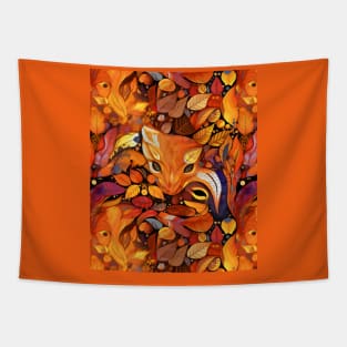 Cute Fall Fox Autumn Leaves Vintage Thanksgiving Tapestry