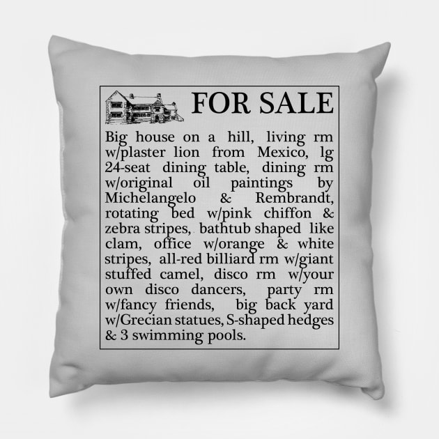 1979 Comedy Movie Mansion Pillow by GloopTrekker