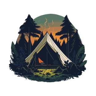 Small tent in the middle of the woods T-Shirt