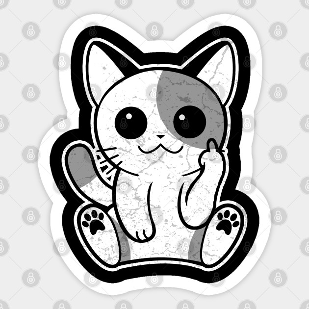 Funny Cat Showing Middle Finger Funny Cat Sticker Teepublic