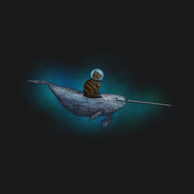 Cat Riding a Narwhal by caitlinshea24