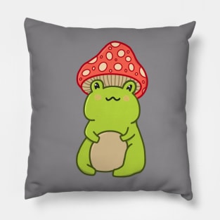 Cottagecore Mushroom Hat Frog Pillow