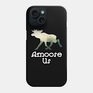 Amoose Us Walking Moose With A Green White Forest Tree Fill Phone Case