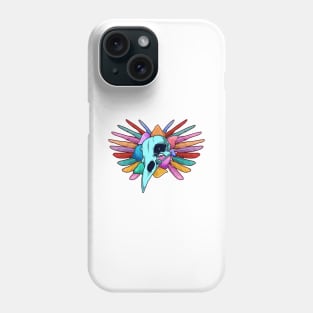 Raven skull with colorful feathers - Aestethic Goblincore Phone Case