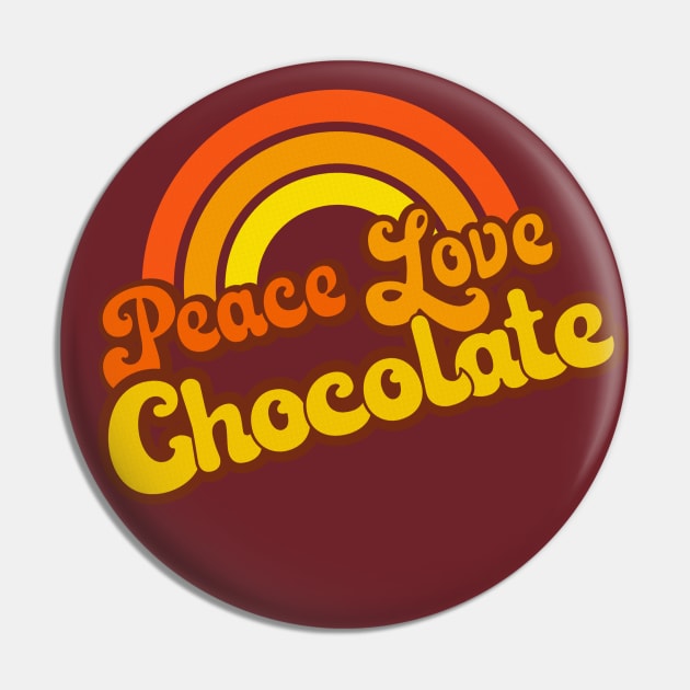 Retro Rainbow - Peace, Love Chocolate Pin by Jitterfly