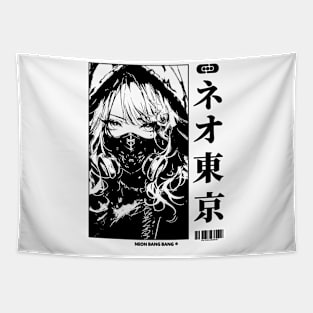 Japanese Cyberpunk Anime Girl Techwear Tapestry