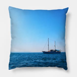 View from Tremiti Islands at the Adriatic Sea and a boat Pillow