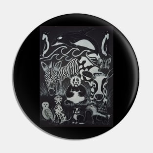 Just Black and White Animals Pin