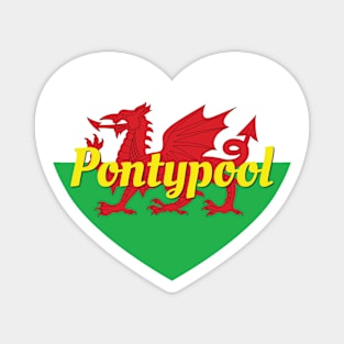 Pontypool Wales UK Wales Flag Heart Magnet