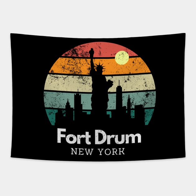 Fort Drum, NY // Vintage Sunset NY Skyline Tapestry by Dear Military Spouse 