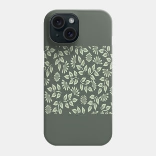 Green leaf and flower textile Phone Case