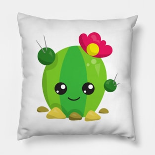 Cute Cactus, Kawaii Cactus, Green Cactus, Flowers Pillow