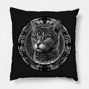 Cute Black and white Domestic cat Pillow