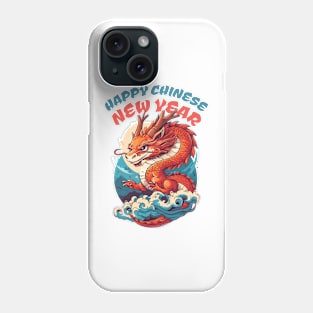 Happy Chinese New Year: Playful Little Dragon in Orange, Red, and Blue Phone Case