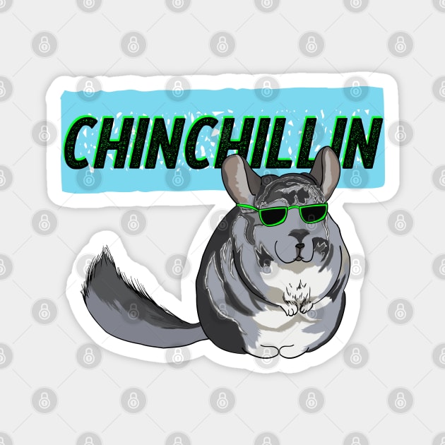 Chinchillin Cool Chinchilla in Sunglasses Magnet by Punderstandable