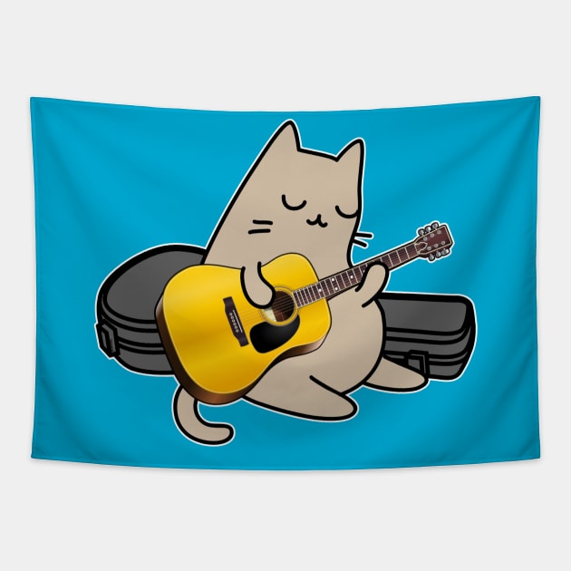 Street Cat performer playing acoustic guitar Tapestry by GlanceCat