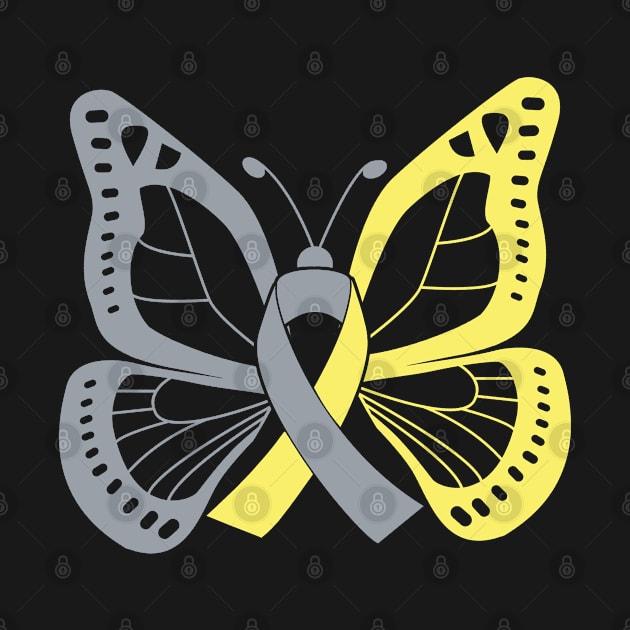 Silver and Gold Butterfly Awareness Ribbon by FanaticTee