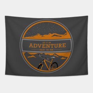 Biking in Mountains Tapestry