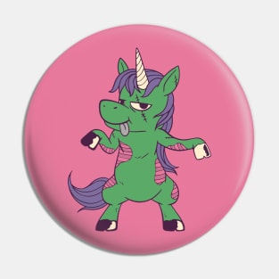 Funny Halloween Zombie Unicorn Pin